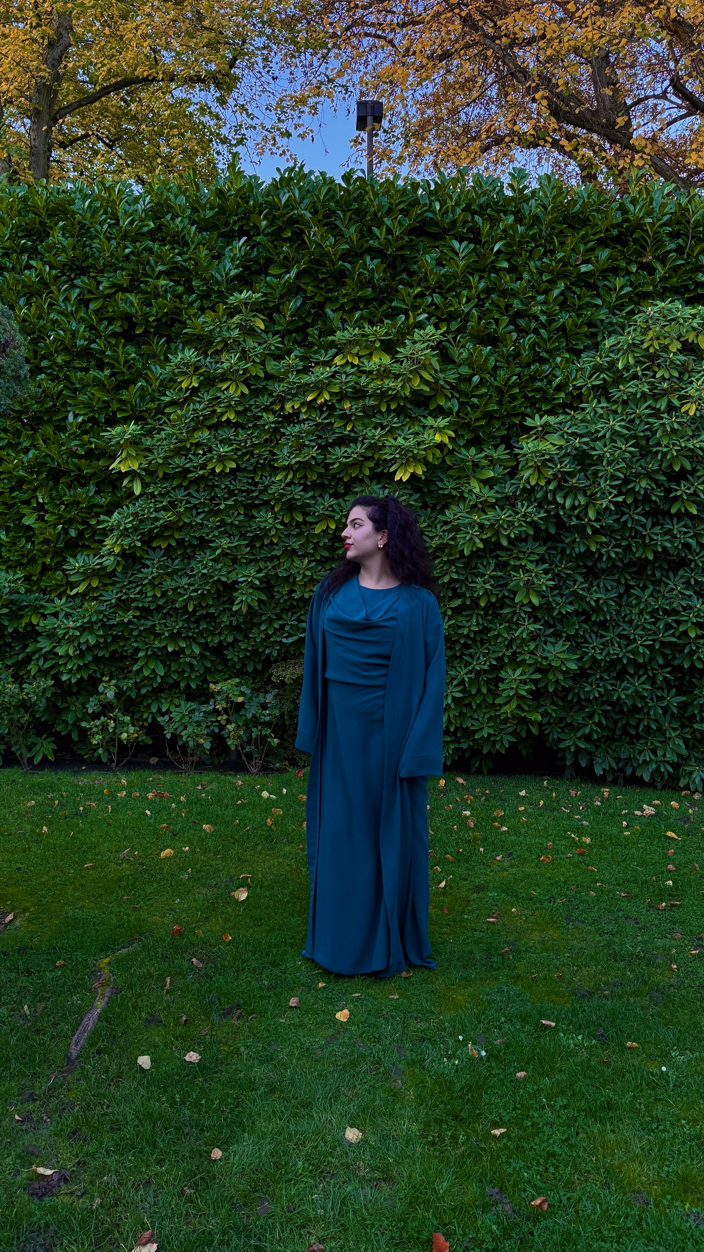 Teal Drape Abaya Set