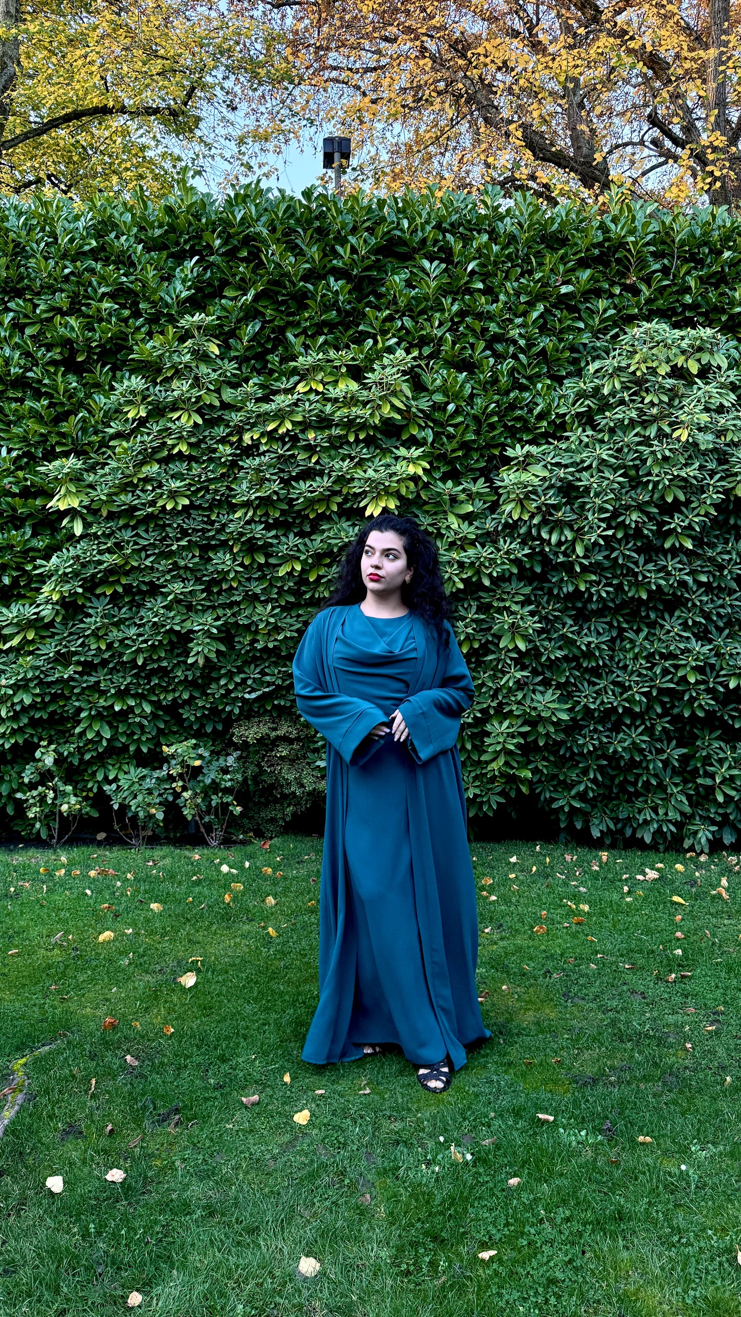 Teal Drape Abaya Set