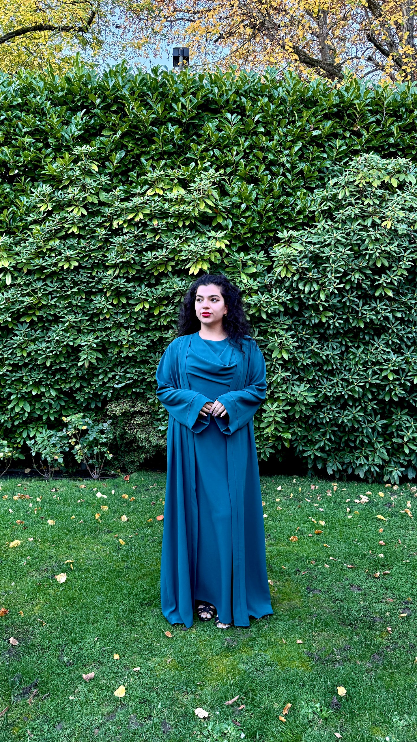 Teal Drape Abaya Set