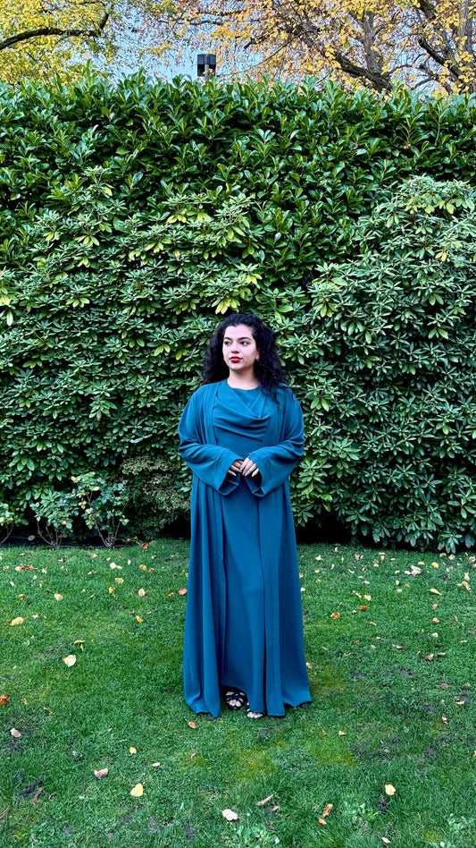 Teal Drape Abaya Set