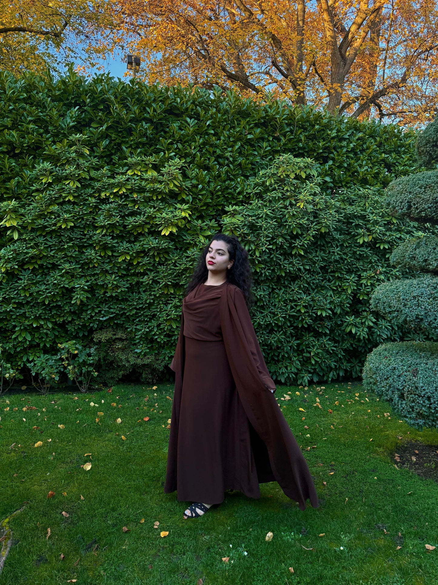 Coffee Drape Abaya Set