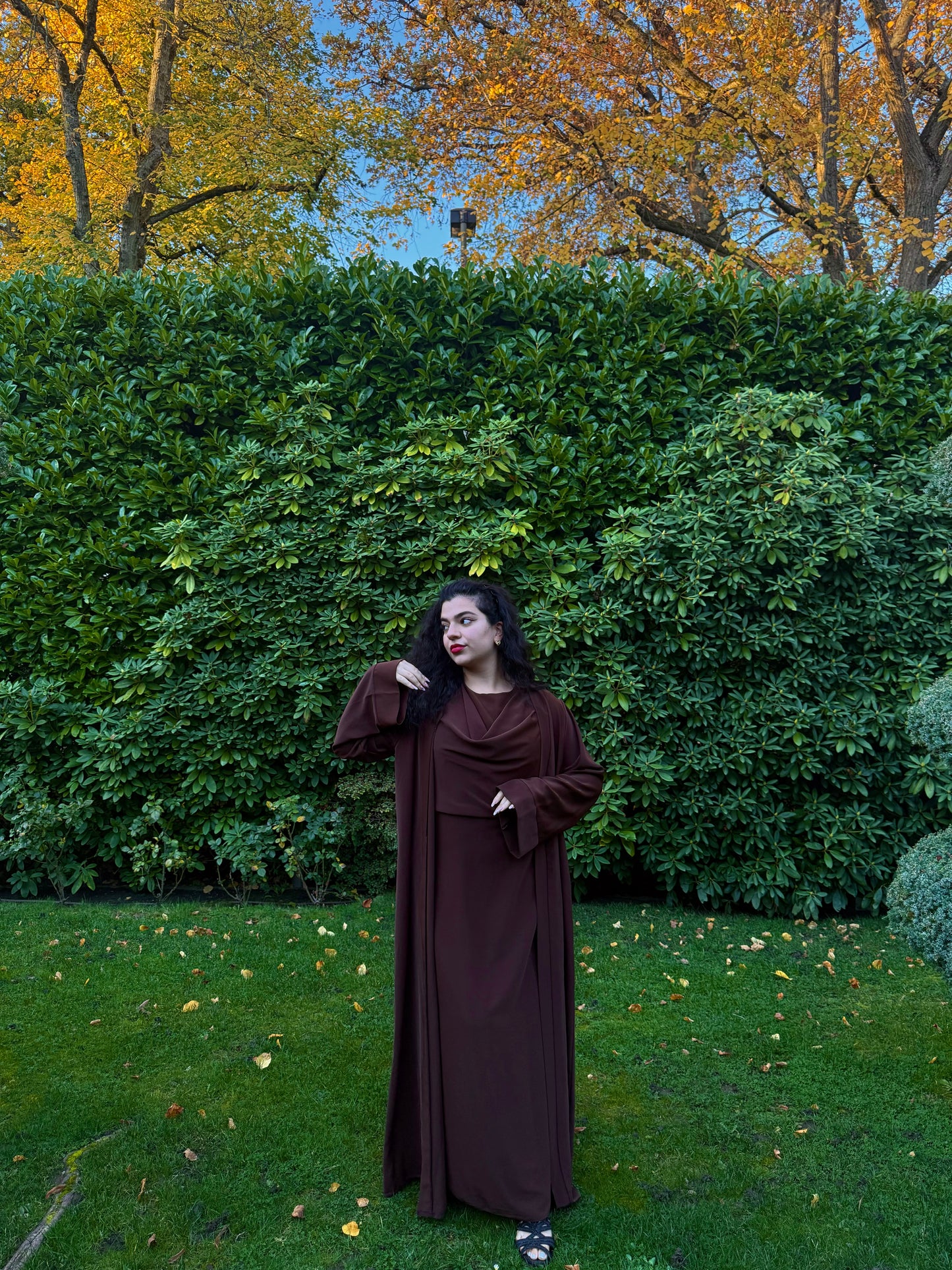 Coffee Drape Abaya Set
