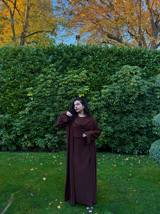 Coffee Drape Abaya Set