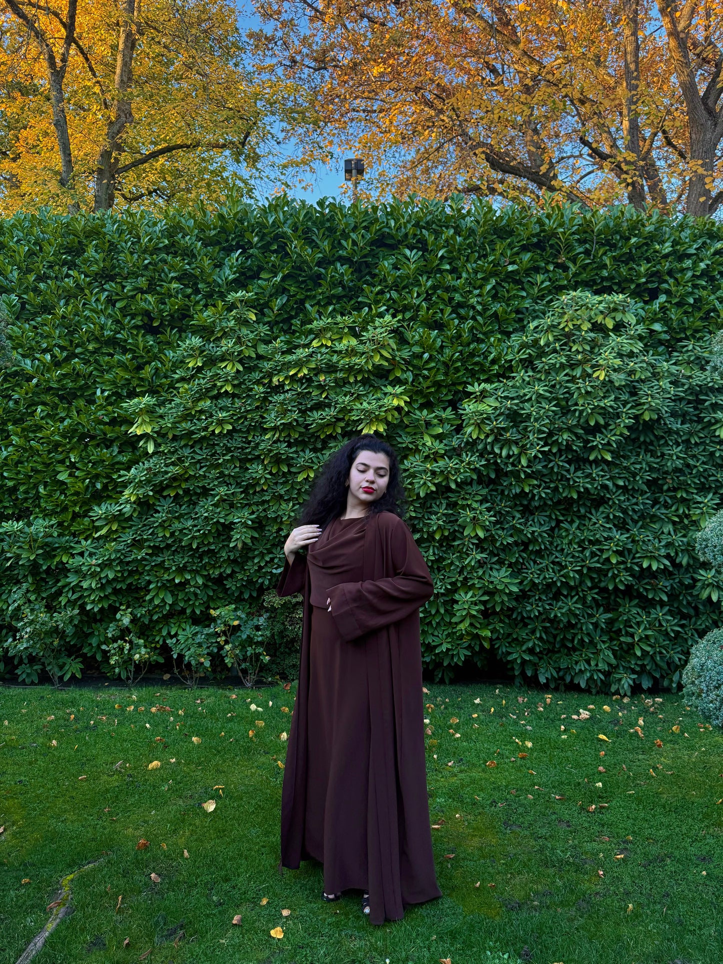 Coffee Drape Abaya Set